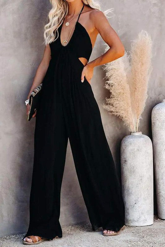 Halter Backless Jumpsuit – Stay Classy Boutique