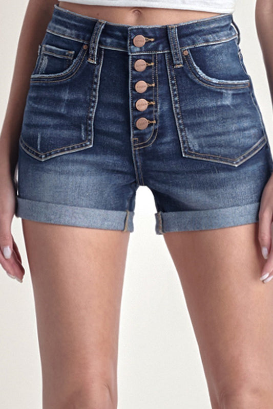 High-Rise Button Fly Shorts