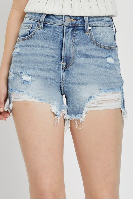 High-Rise Distressed Shorts
